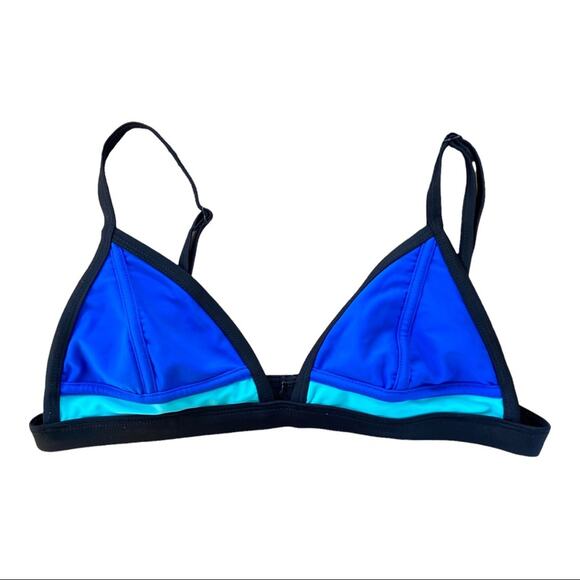 Design Lab Lord & Taylor Blue & Black Triangle Bikini Top Size Medium - Picture 7 of 7
